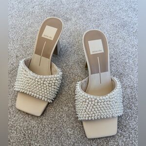 Dolce Vita Cream Pearl Embellished Mules